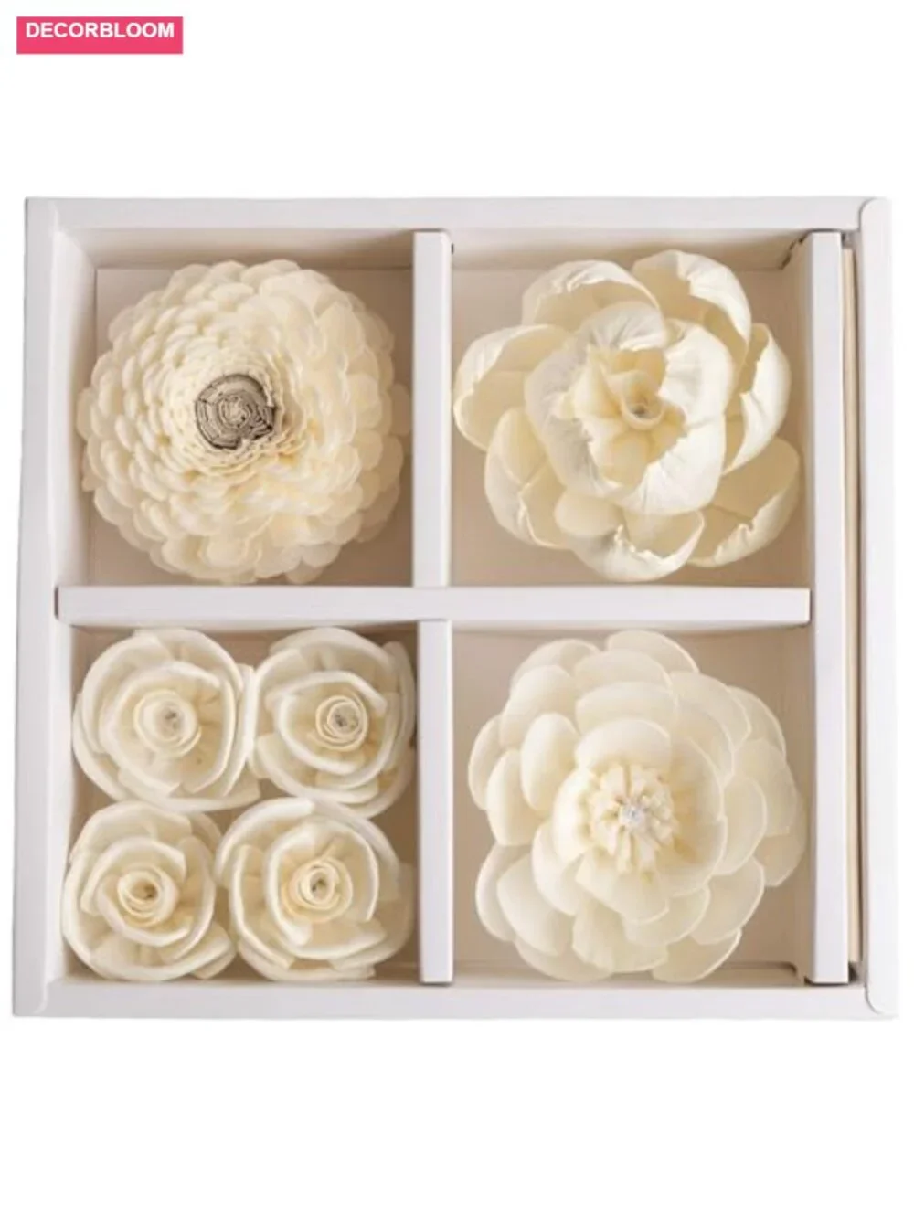 Handmade Sola Wood Reed Diffuser Sticks Set - 7 Pcs White Flowers for Home